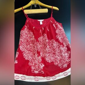 CAbi Red Heart of Township Cami Floral Patterned Top Size Small EUC